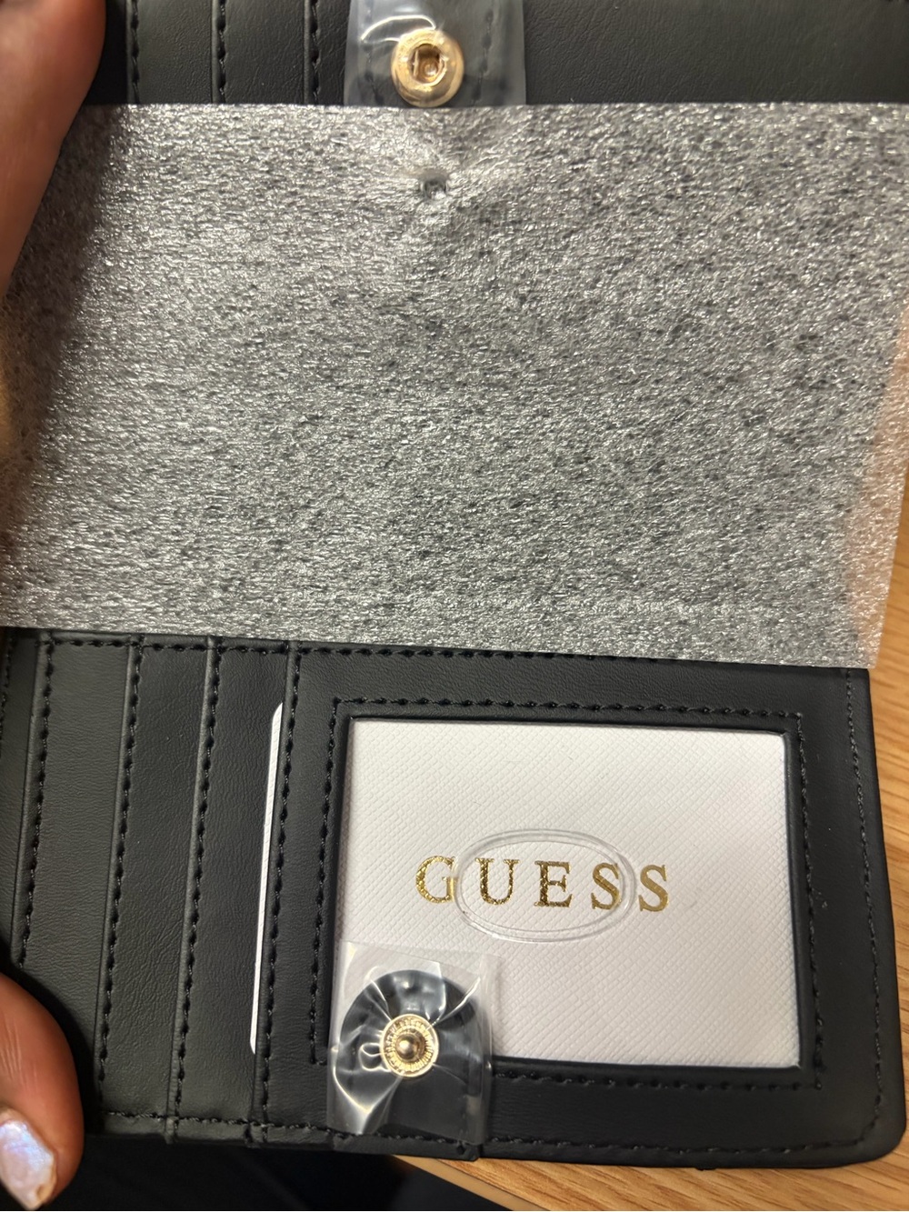 Guess Black Cardholder Wallet with Gold Logo Accent